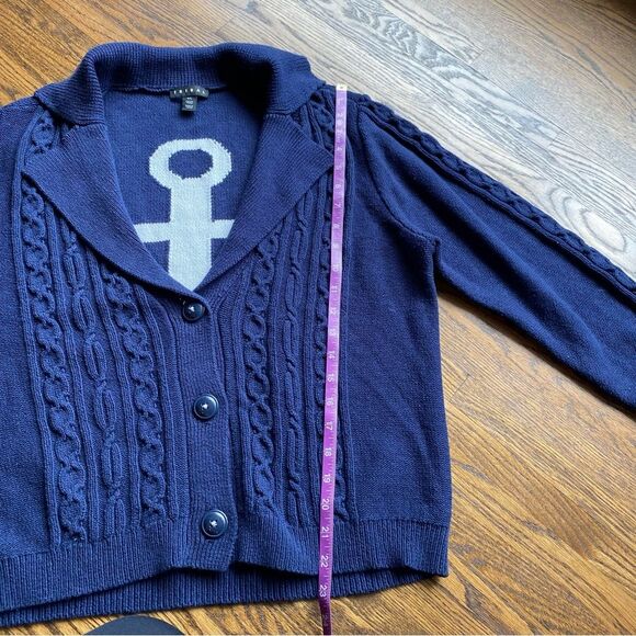Tribal nautical cable cardigan in size 6 navy preppy - Picture 10 of 11